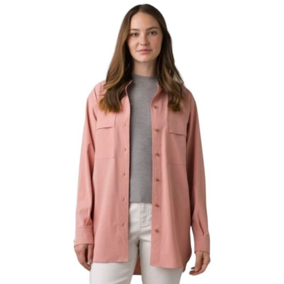 prAna Oversized Button Front Cloud Pink Effortless Everyday Shirt Sz M - Picture 1 of 13
